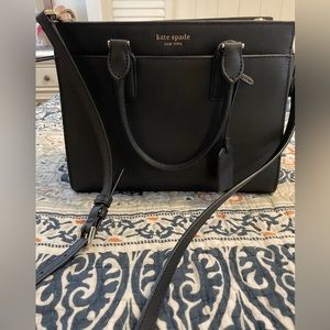 Kate Spade medium satchel in black saffiano leather.